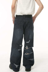Distressed Wide Leg Pocketed Men's Jeans - Trendsi - Flyclothing LLC