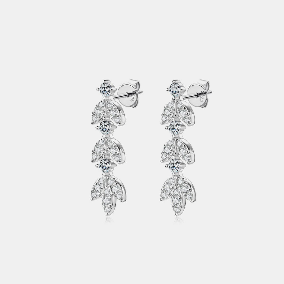 925 Sterling Silver Moissanite Leaf Earrings - Trendsi