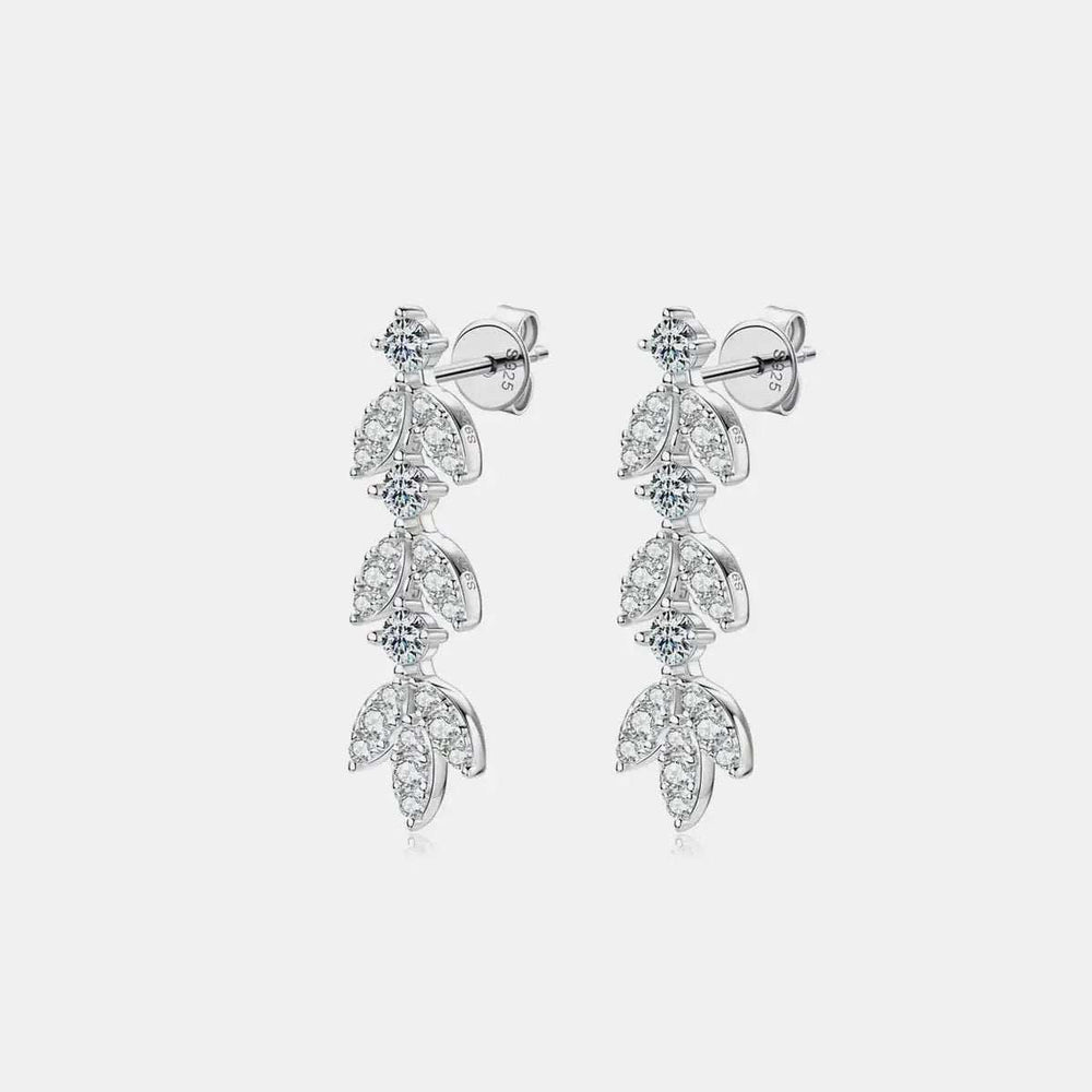 925 Sterling Silver Moissanite Leaf Earrings - Trendsi - Flyclothing LLC