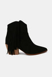 Beast Fashion Suede Fringe Point Toe Ankle Boots - Trendsi