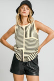 Umgee Round Neck Texture Striped Tank - Trendsi