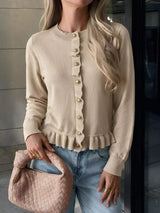 Ruffle Hem Button-Up Cardigan - Trendsi - Flyclothing LLC