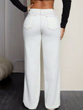 Leopard Cross Detail Straight Leg Jeans - Trendsi - Flyclothing LLC