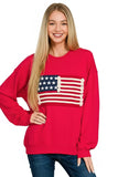 Zenana French Terry American Flag Pullover - Trendsi - Flyclothing LLC