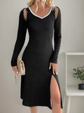 Perfee Slit Wide Strap Dress and Detachable Long Sleeves Set - Trendsi