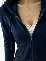 Zip-Up Cropped Hooded Cardigan - Trendsi - Flyclothing LLC