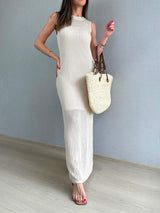 Openwork Slit Round Neck Cover-Up - Trendsi - Flyclothing LLC