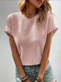 Texture Round Neck Short Sleeve T-Shirt - Trendsi