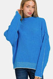 Zenana Exposed Seam Mock Neck Long Sleeve Sweater - Trendsi - Flyclothing LLC