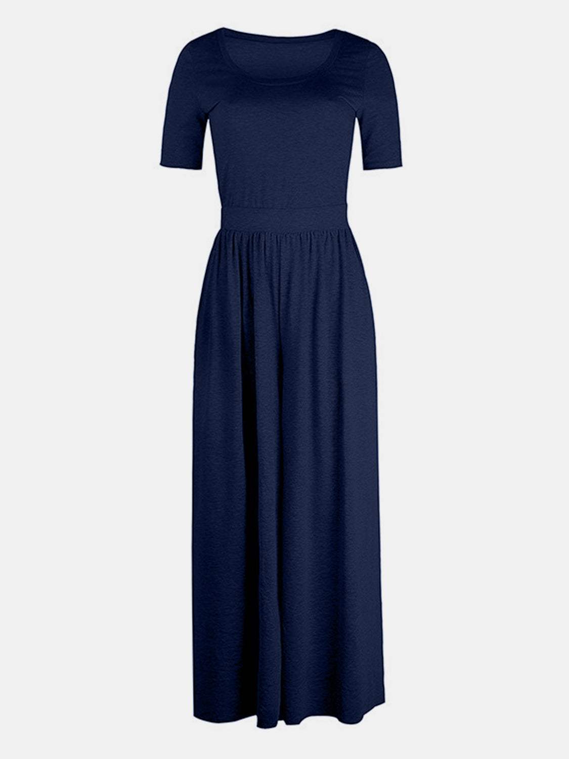 Scoop Neck Short Sleeve Jumpsuit - Trendsi - Flyclothing LLC