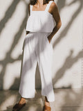 Square Neck Wide Strap Top and Pants Set - Trendsi