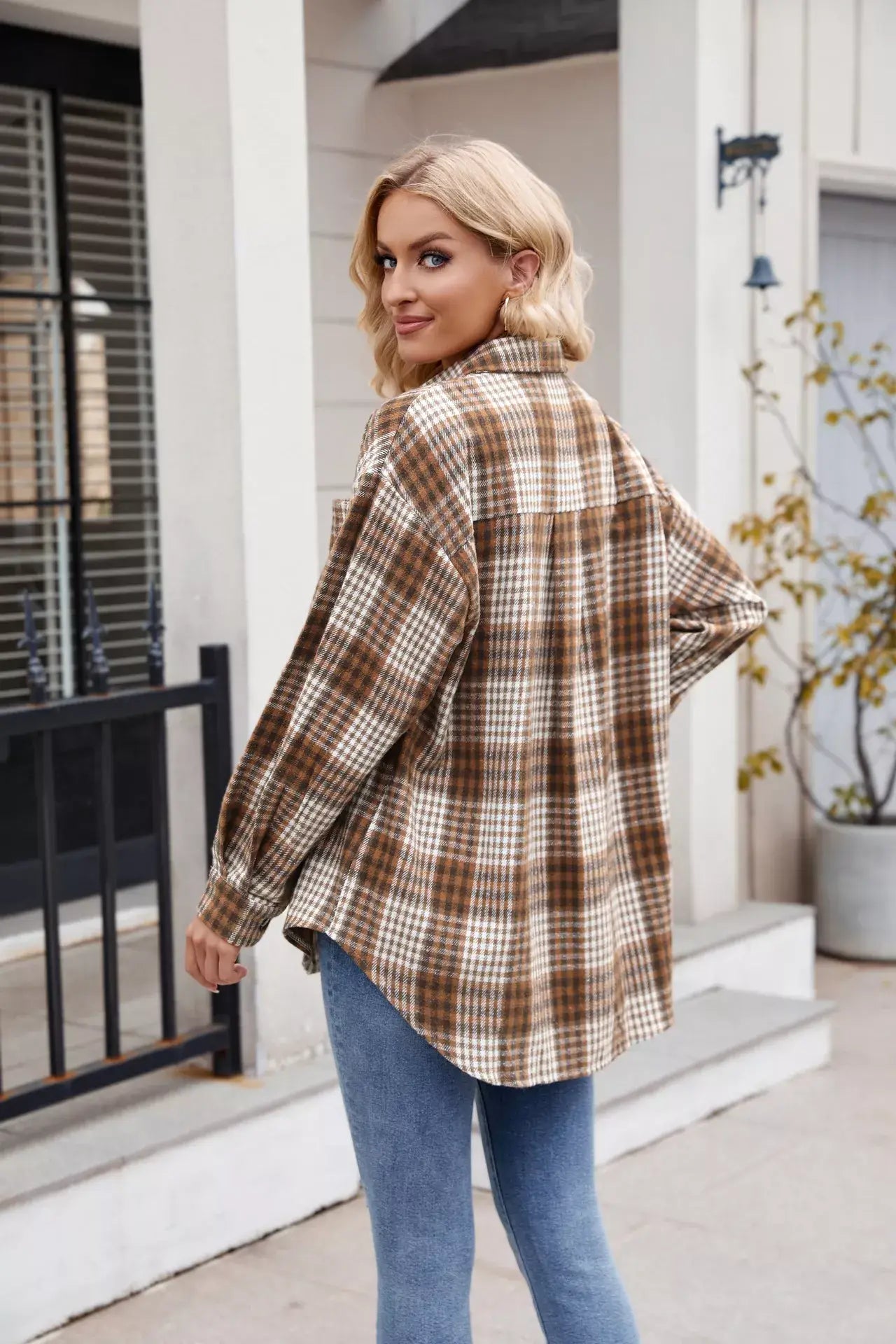 Casual Plaid Long Sleeve Shirt - Trendsi - Flyclothing LLC