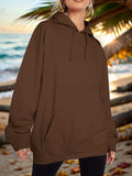 Drawstring Dropped Shoulder Hoodie - Trendsi - Flyclothing LLC