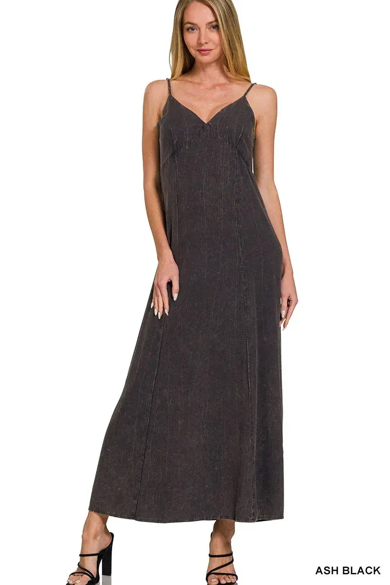 Zenana Mineral Washed Rayon Challis Cami Dress - Trendsi - Flyclothing LLC