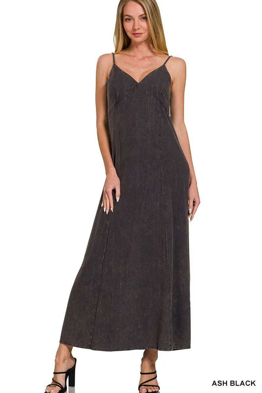 Zenana Mineral Washed Rayon Challis Cami Dress - Trendsi - Flyclothing LLC
