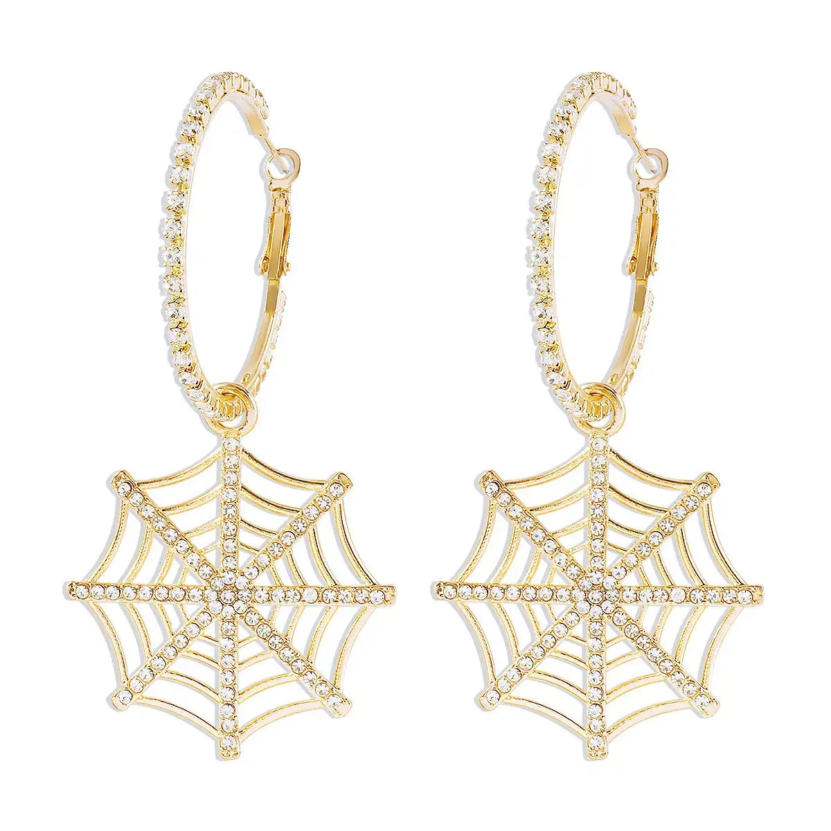 Halloween Spider Web Dangle Hoop Earrings - Trendsi - Flyclothing LLC