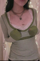 Contrast Striped Long Sleeve T-Shirt - Trendsi - Flyclothing LLC