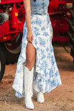 Split Asymmetrical Ruffled Printed Skirt - Trendsi - Flyclothing LLC