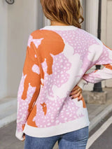 Abstract Pattern Round Neck Sweater - Trendsi - Flyclothing LLC