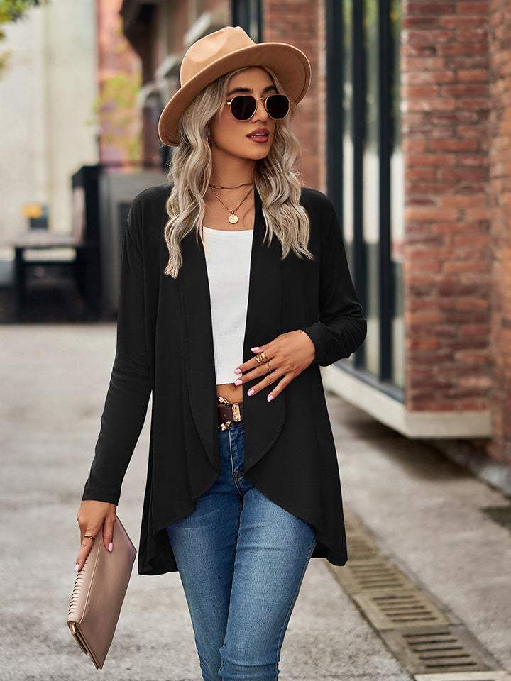 Open Front Long Sleeve Cardigan - Trendsi - Flyclothing LLC