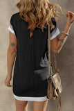 Textured Round Neck Short Sleeve Dress - Trendsi - Flyclothing LLC