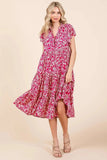Mittoshop Abstract Print Ruffle Tier Midi Dress - Trendsi
