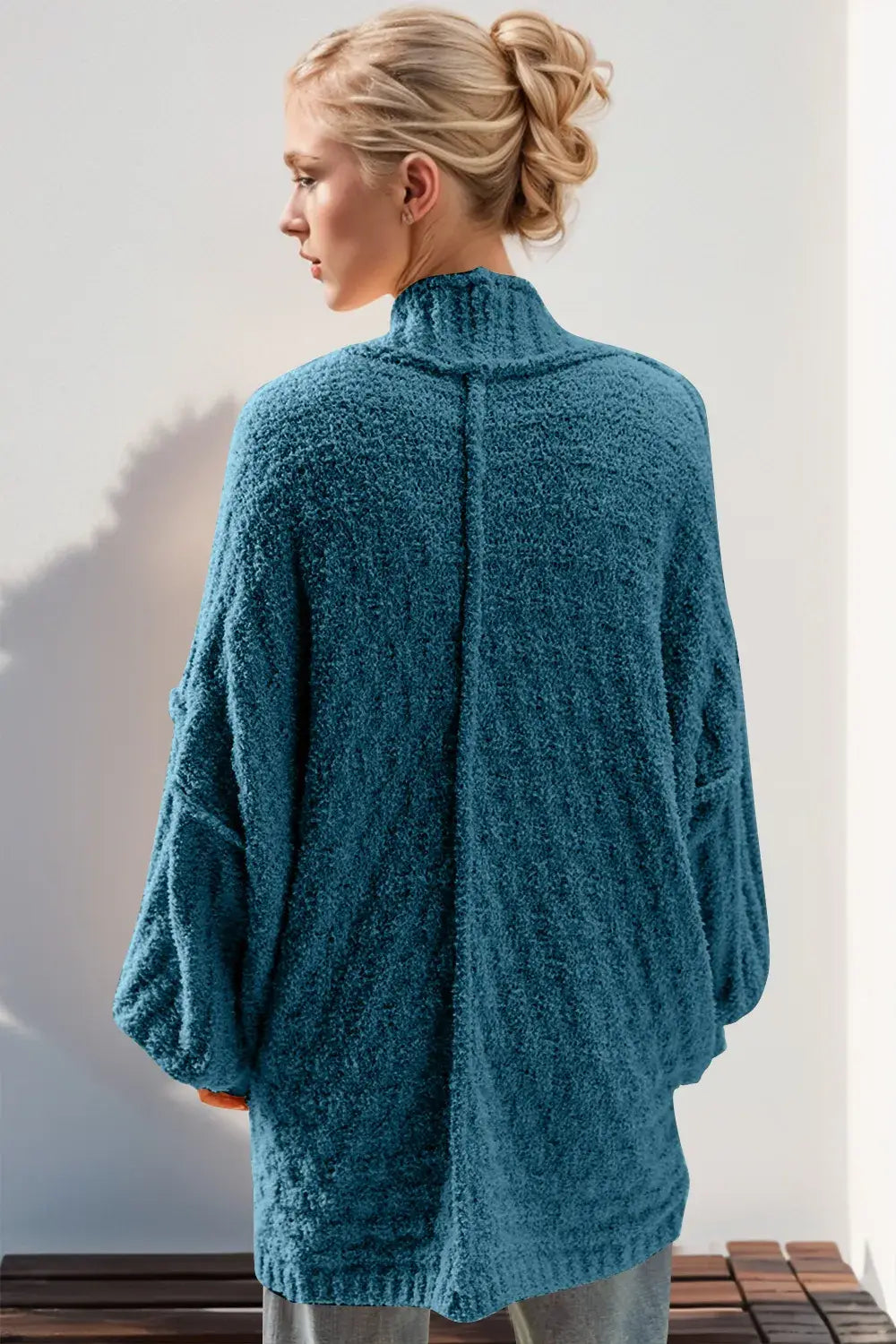 Double Take Full Size Open Front Long Sleeve Cardigan - Trendsi - Flyclothing LLC