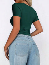 Scoop Neck Short Sleeve T-Shirt - Trendsi - Flyclothing LLC