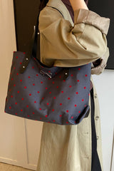 Polyester Bow Polka Dot Tote Bag - Trendsi