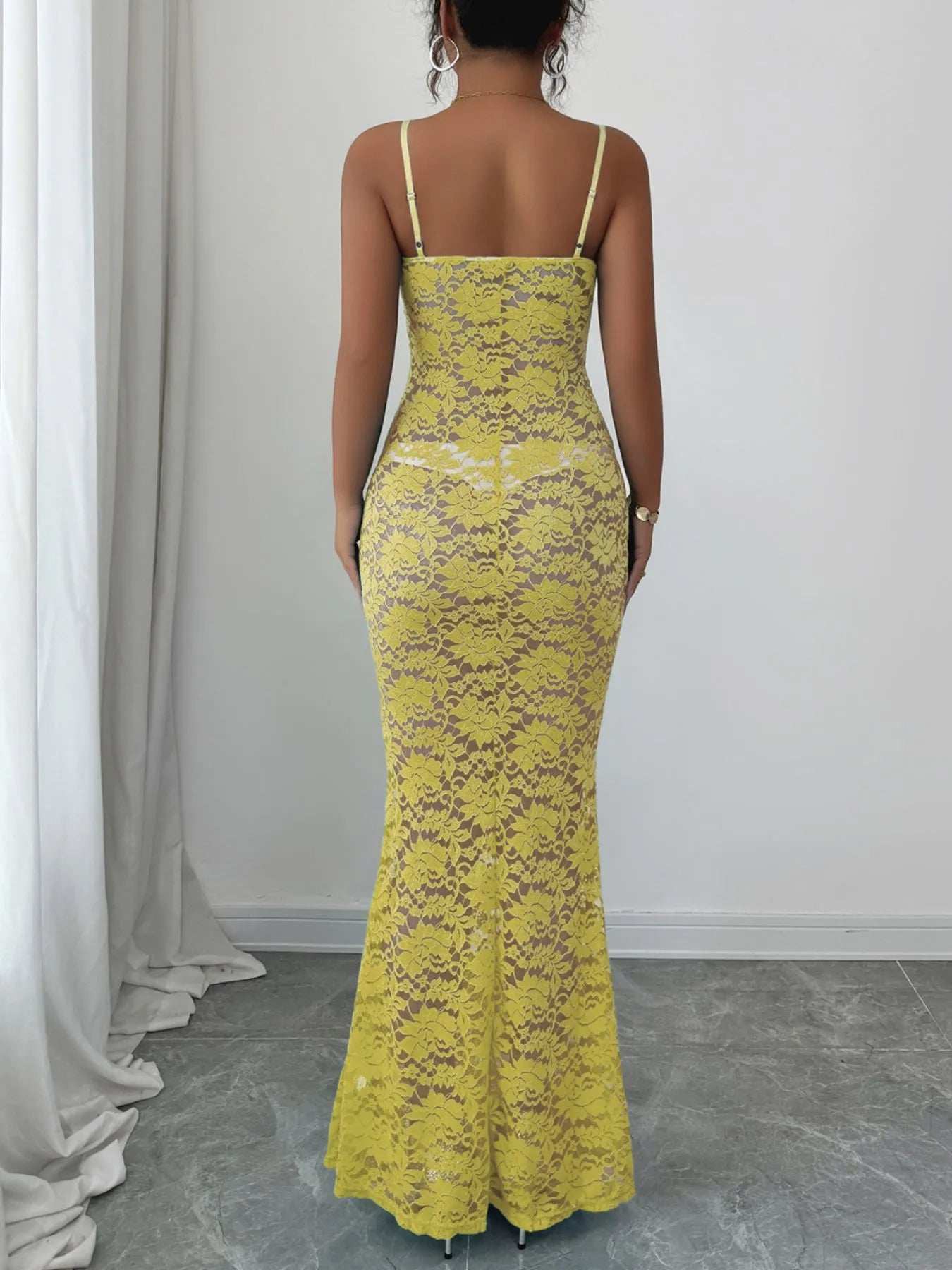 Lace Square Neck Maxi Cami Dress - Trendsi - Flyclothing LLC