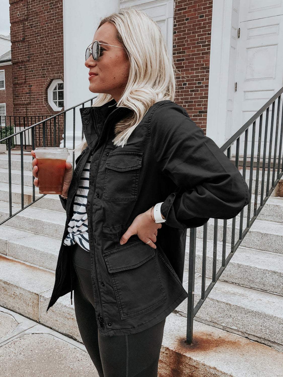 Pocketed Long Sleeve Zip Up Jacket - Trendsi - Flyclothing LLC