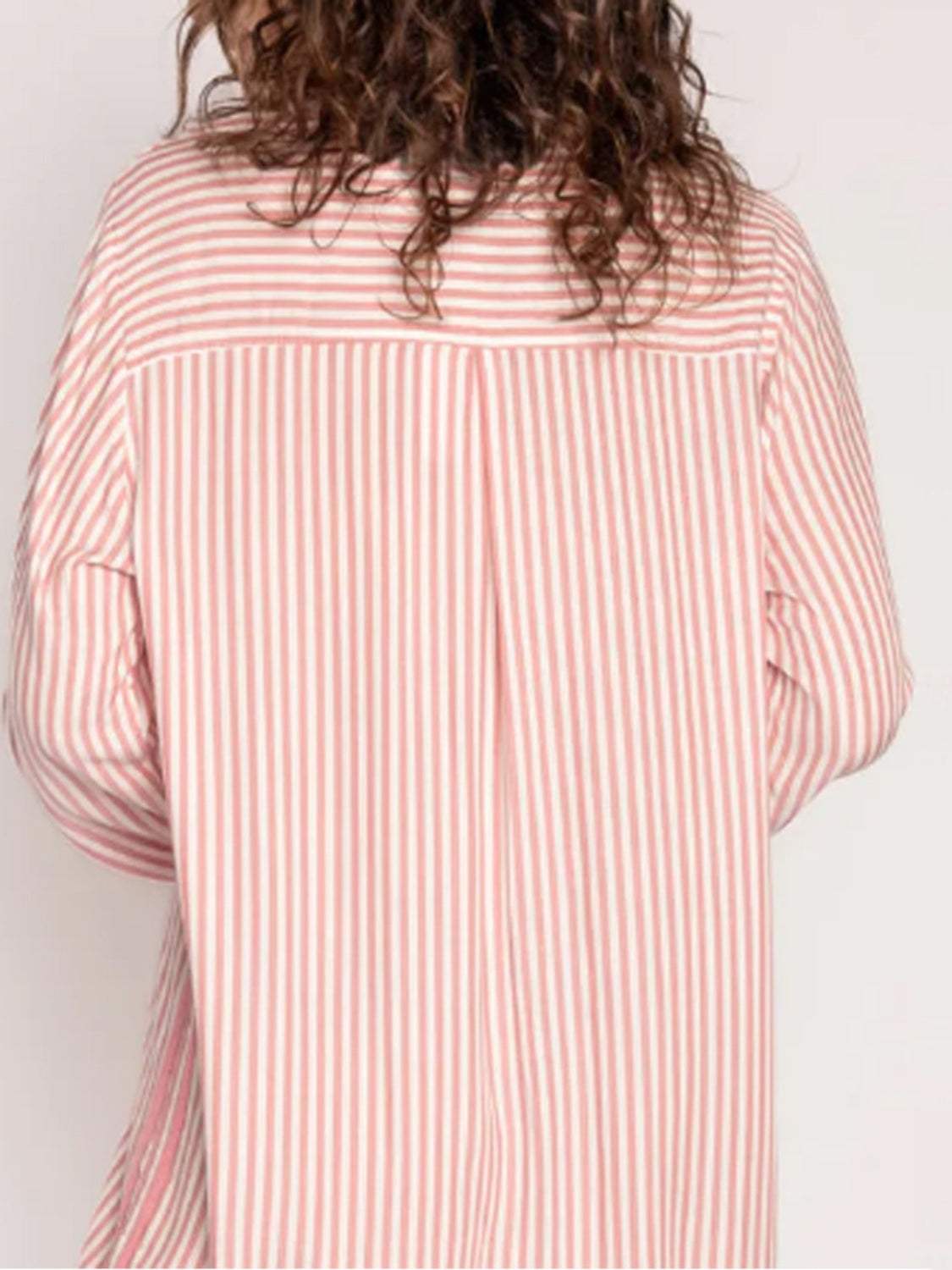 Striped Collared Neck Long Sleeve Top and Shorts Lounge Set - Trendsi - Flyclothing LLC