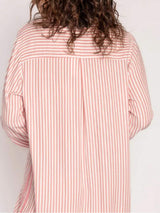 Striped Collared Neck Long Sleeve Top and Shorts Lounge Set - Trendsi - Flyclothing LLC