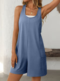 Mandy Pocketed Racerback Wide Strap Romper - Trendsi