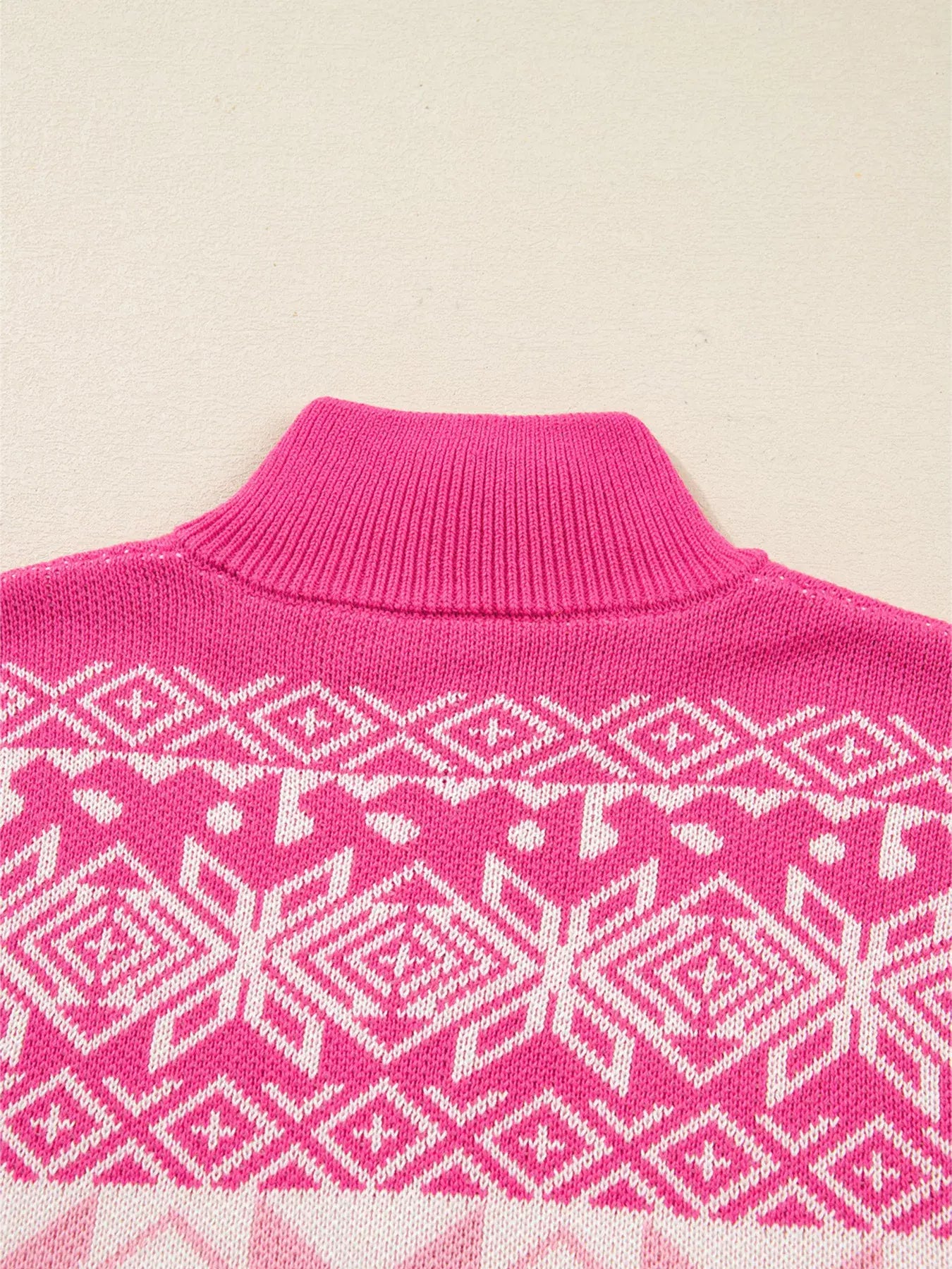 Christmas Snowflake Quarter Zip Collard Sweater - Trendsi - Flyclothing LLC