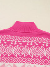 Christmas Snowflake Quarter Zip Collard Sweater - Trendsi - Flyclothing LLC