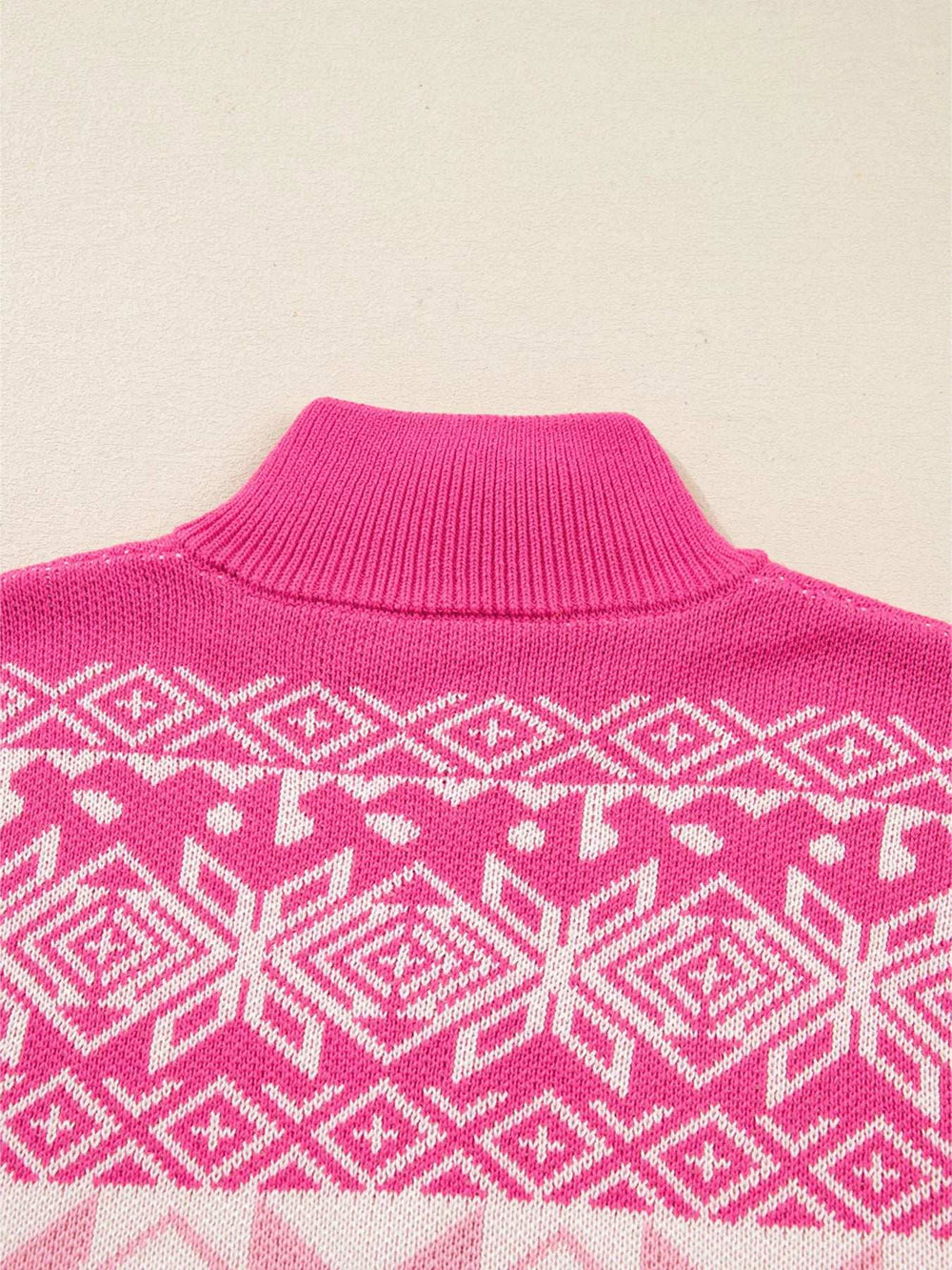 Christmas Snowflake Quarter Zip Collard Sweater - Trendsi - Flyclothing LLC