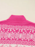 Christmas Snowflake Quarter Zip Collard Sweater - Trendsi - Flyclothing LLC