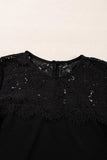 Lace Detail Round Neck Long Sleeve Blouse - Trendsi - Flyclothing LLC