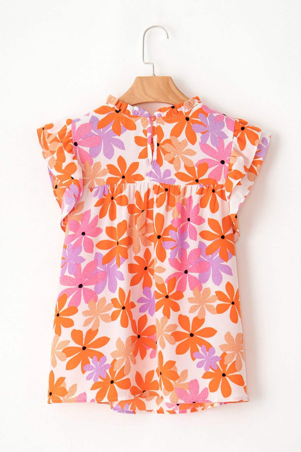 Printed Round Neck Cap Sleeve Blouse - Trendsi - Flyclothing LLC