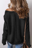 Exposed Seam Long Sleeve Sweatshirt - Trendsi - Flyclothing LLC