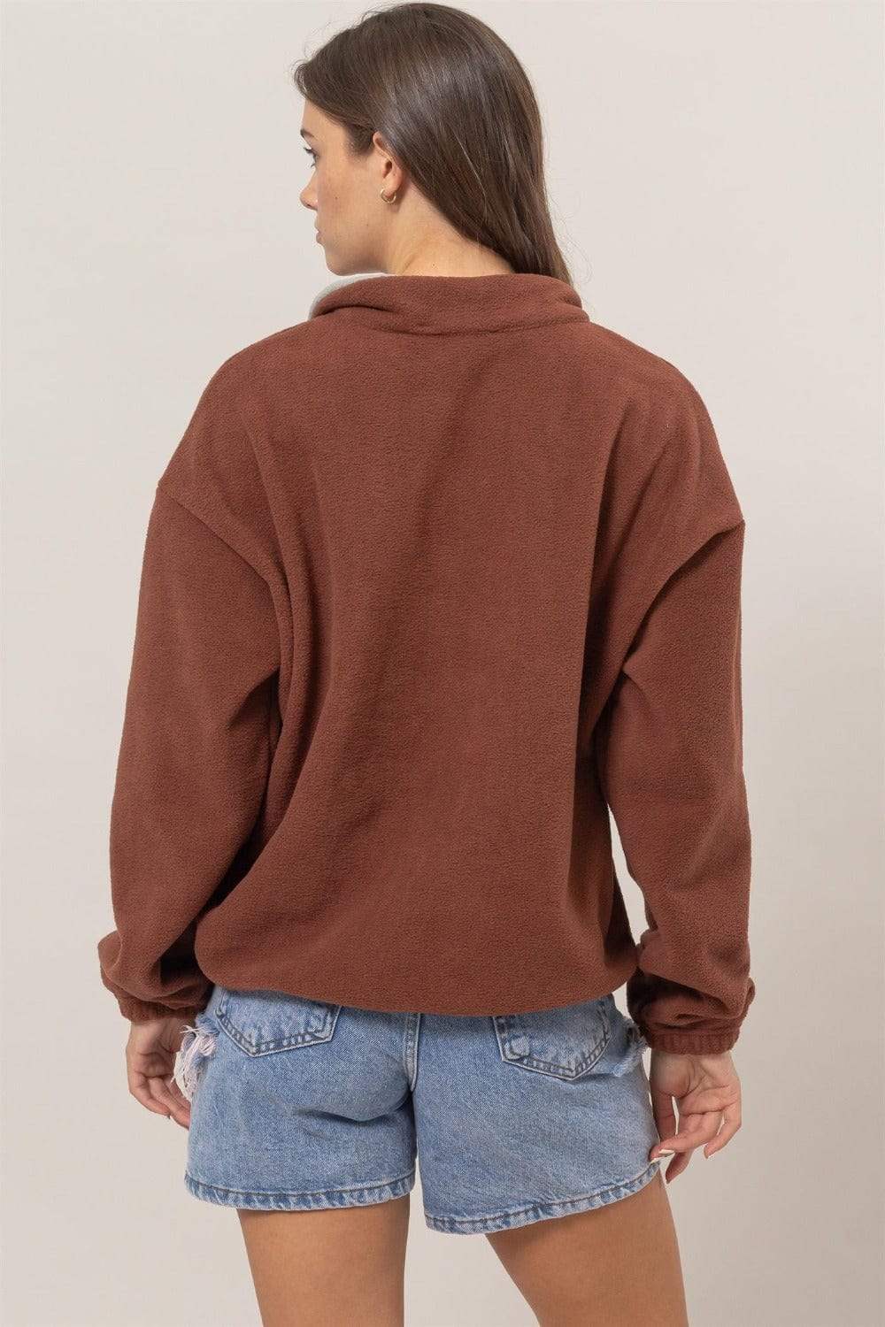 HYFVE Fleece Color Block Half Zip Sweatshirt - Trendsi - Flyclothing LLC