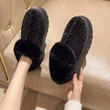 Sequin Round Toe Platform Boots - Trendsi - Flyclothing LLC