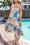 Square Neck Wide Strap Midi Dress - Trendsi
