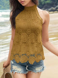 Lace Tied Mock Neck Tank - Trendsi - Flyclothing LLC