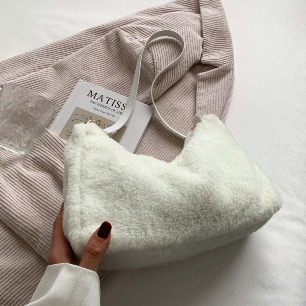 Faux Fur Removable Strap Shoulder Bag - Trendsi - Flyclothing LLC