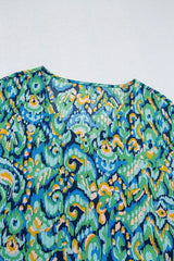 Abstract Print V Neck Half Sleeve Loose Fit Blouse - Trendsi - Flyclothing LLC