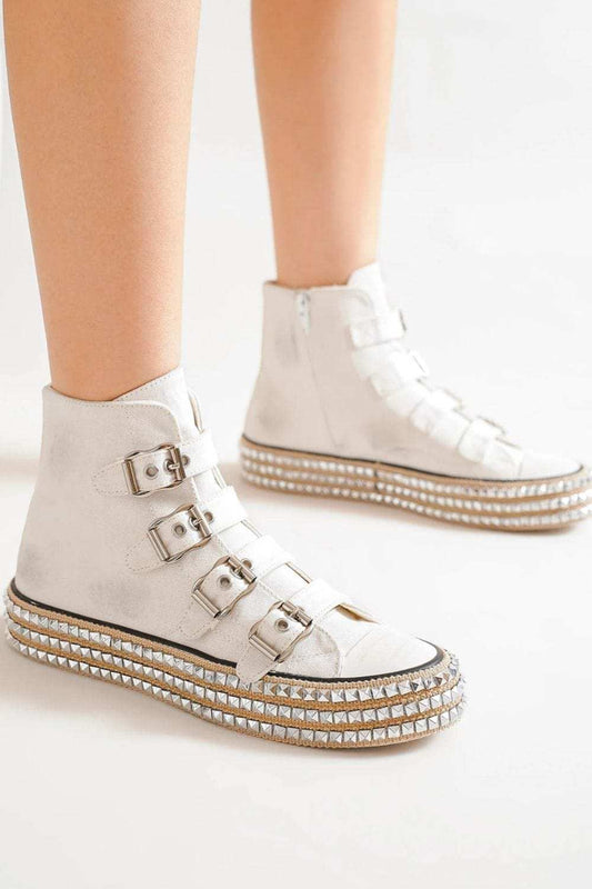 Beast Fashion Multi-Buckle Straps Studded Platform Sneakers - Trendsi - Flyclothing LLC