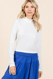 Mittoshop Mock Neck Rib Knit Long Sleeve Crop Top - Trendsi