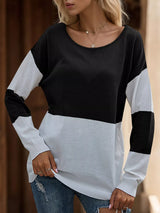 Color Block V-Neck Knit Top - Trendsi - Flyclothing LLC